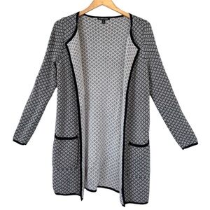 🌈 6/$60 41 Hawthorn Geometric Open Cardigan Duster Size XS Black White